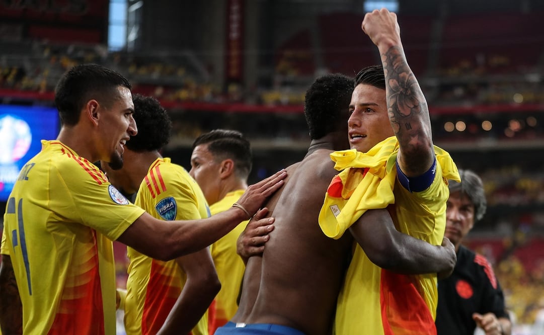 Colombia en celebración de gol, durante el partido ante Costa Rica en la Copa América - Foto: AFP