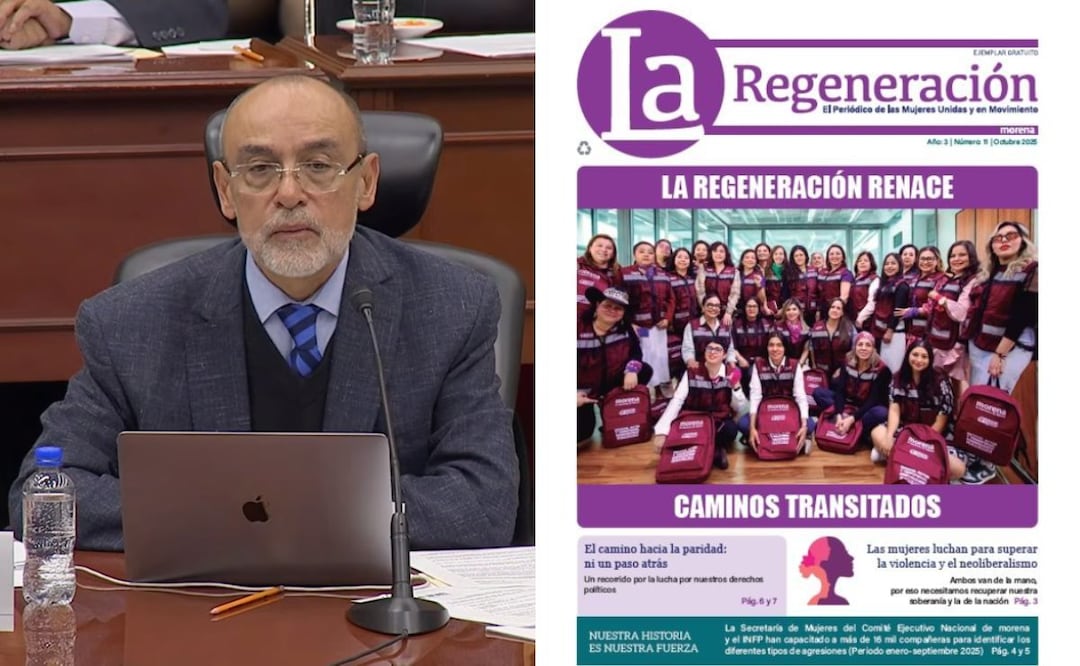 Consejero, Jaime Rivera Velázquez, en sesión ordinaria del 26 de marzo y una edición del periódico La Regeneración.  |  Imagen: especial.