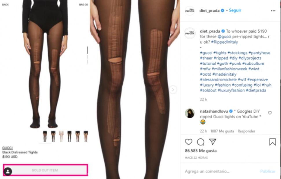 Se agotan las medias rotas de Gucci de 3 mil pesos