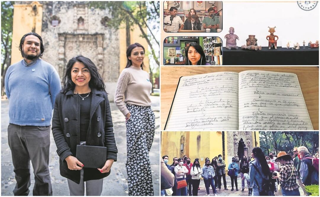 Los arqueólogos Omar Espinosa Severino, Wendy Osorio Cemé e Ivonne Ruiz Palacios son los creadores del proyecto Libreta Negra Mx, que ya ha llamado la atención en el INAH. Fotos: Germán Espinosa / EL UNIVERSAL