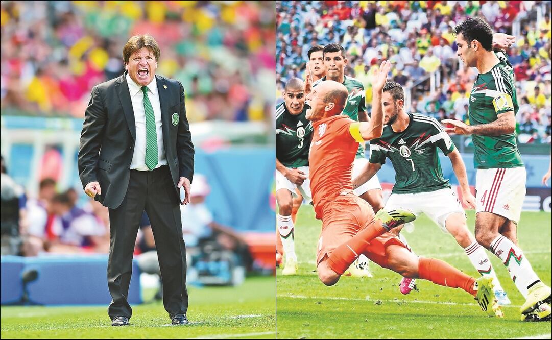 Miguel Herrera rompe el silencio y habla del penalti de Robben en 2014 - Fotos: Archivo EL UNIVERSAL y AP