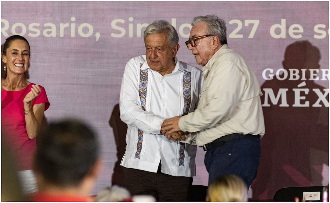 El presidente Andrés Manuel López Obrador y la presidenta electa Claudia Sheinbaum Pardo encabezaron la Inauguración de la Zona de Riego - Presa Santa María, en Rosario, Sinaloa donde acudió el gobernador Rubén Rocha Moya. Foto: Hugo Salvador / EL UNIVERSAL