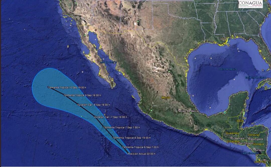 El Servicio Meteorológico Nacional hizo un pronóstico de trayectoria del nuevo ciclón tropical./Especial