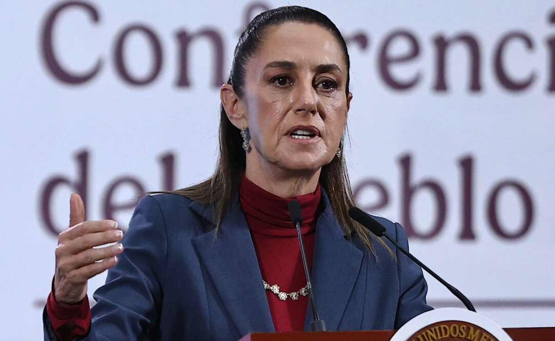 La presidenta Claudia Sheinbaum durante la mañanera del 6 de agosto de 2025. Foto: Berenice Fregoso / EL UNIVERSAL