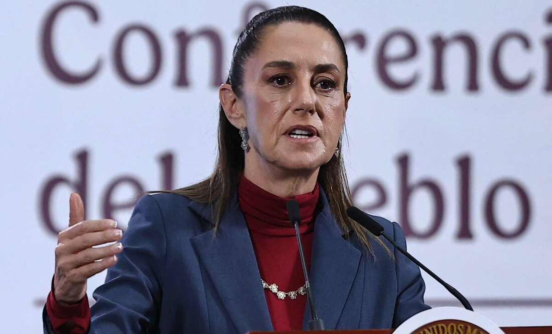 La presidenta Claudia Sheinbaum durante la mañanera del 6 de agosto de 2025. Foto: Berenice Fregoso / EL UNIVERSAL