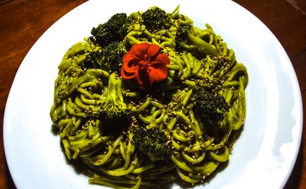#LunesSinCarne Fideos con salsa verde