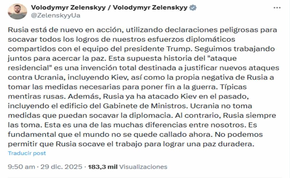 Volodímir Zelensky. Foto: Captura de pantalla @ZelenskyyUa