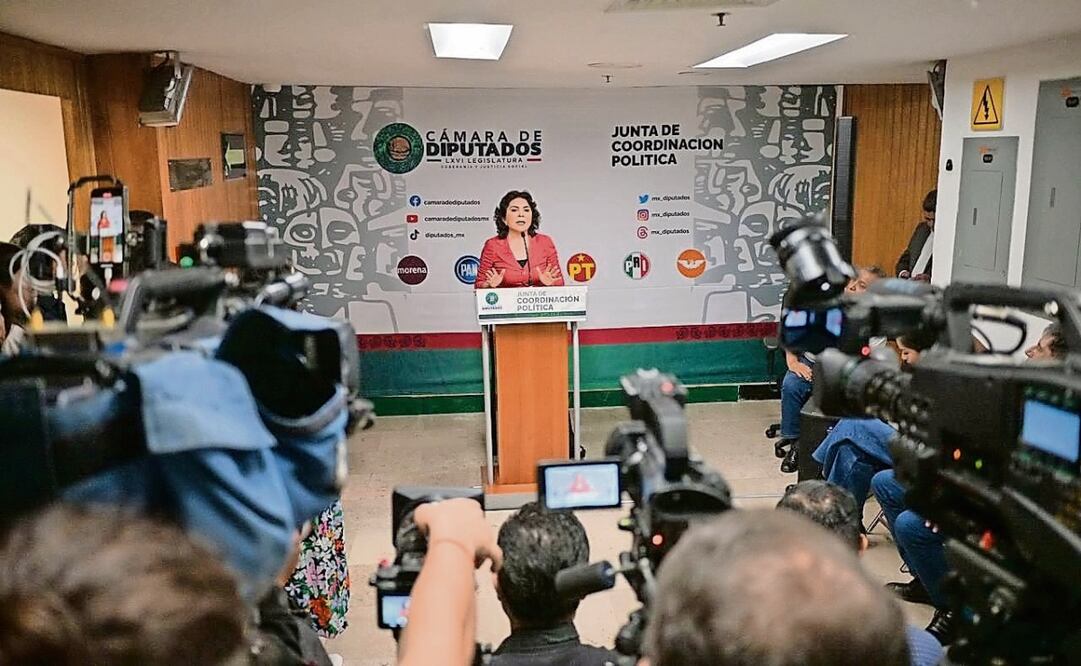 Ivonne Ortega, coordinadora de Movimiento Ciudadano, y lideresas del PAN y Morena refrendaron el llamado a las diputadas a votar en contra del dictamen en el caso de Cuauhtémoc Blanco. Foto: Archivo EL UNIVERSAL