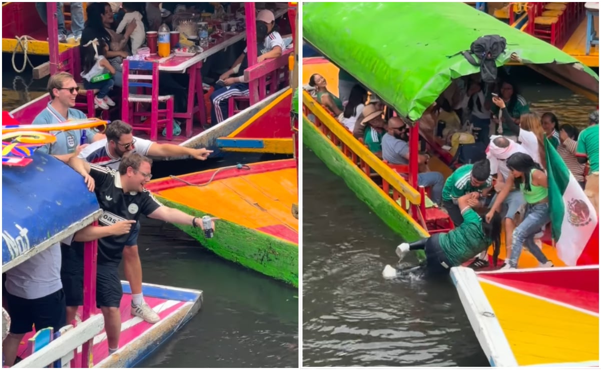 Mundial 2026: aficionada mexicana es rescatada por visitante inglés en Xochimilco; video se viraliza en redes