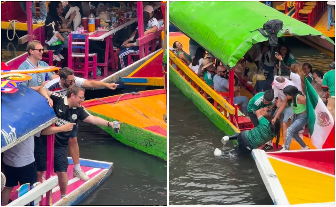 Mundial 2026: aficionada mexicana es rescatada por visitante británico tras caer al agua en lago de Xochimilco en Ciudad de México. Foto: Captura de pantalla Instagram @trajineras_don_silvestre