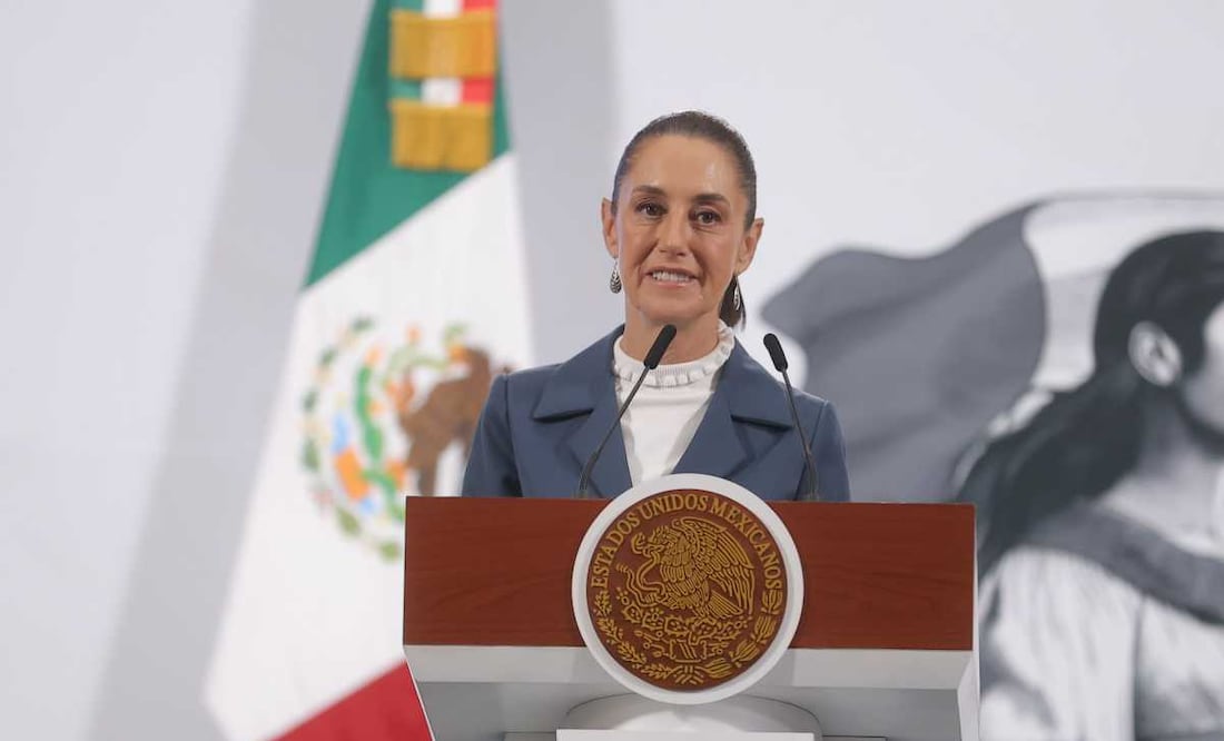 Claudia Sheinbaum, presidenta de México, durante la mañanera del 27 de mayo del 2025 en Palacio Nacional. Foto: Gabriel Pano / EL UNIVERSAL