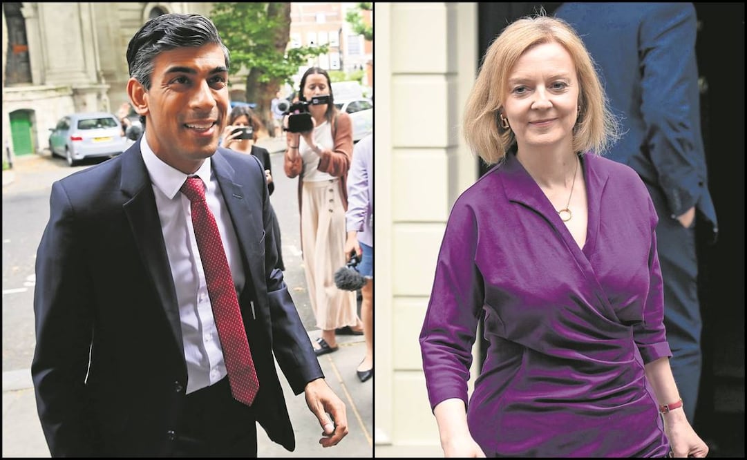 El exministro de Finanzas Rishi Sunak y La ministra británica de Exteriores, Liz Truss. Foto: EFE y AP.