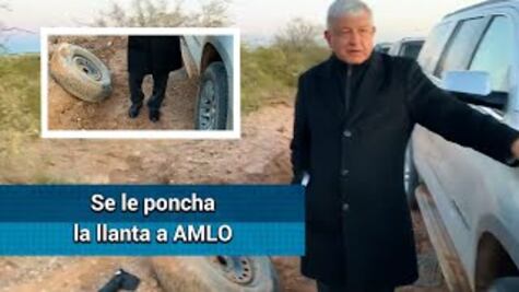 Se le poncha la llanta a camioneta donde viajaba AMLO
