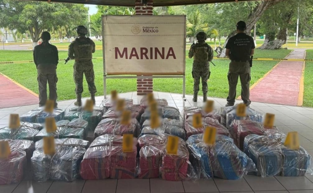 Marina asegura más de una tonelada de cocaína en el recinto portuario de Lázaro Cárdenas, Michoacán. Foto: Especial