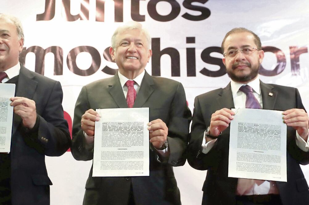 Morena, PES y PT firmaron un acuerdo de acción legislativa para impulsar iniciativas de gobierno de Andrés Manuel López Obrador. (ARCHIVO EL UNIVERSAL)