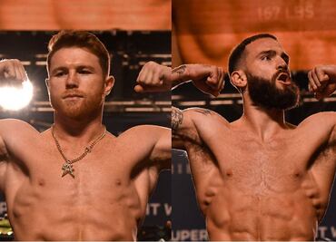 Canelo Álvarez y Caleb Plant superan la báscula; tras el pesaje se vuelven a encarar