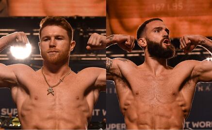 Canelo Álvarez y Caleb Plant superan la báscula; tras el pesaje se vuelven a encarar