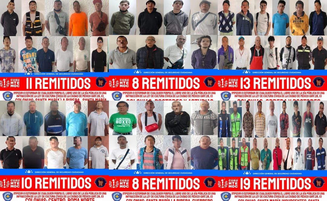 Remiten 78 personas por infringir la Ley de Cultura Cívica en la alcaldía Cuauhtémoc; retiran vehículos abandonados.
Foto: Especial.