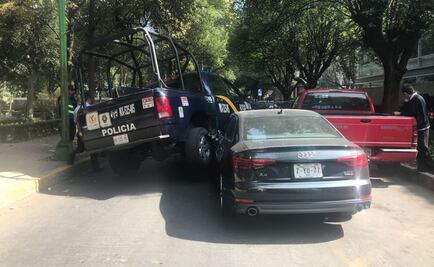 Audi choca contra patrulla en Polanco
