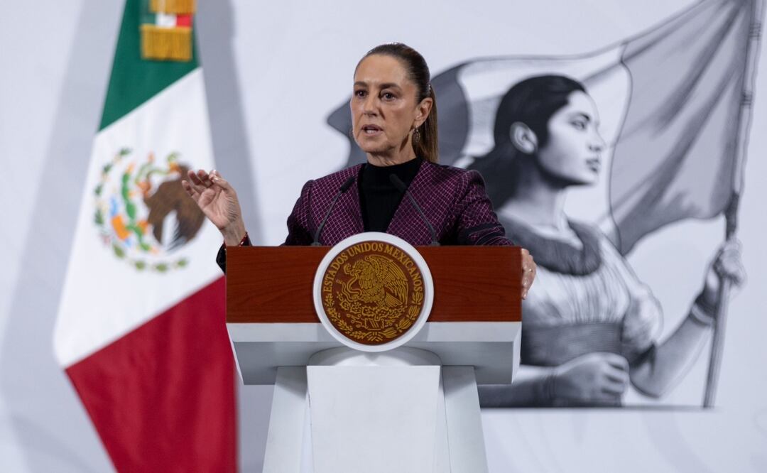 La presidenta de México, Claudia Sheinbaum Pardo, durante la mañanera en Palacio Nacional de la Ciudad de México, el viernes 31 de octubre de 2025 (31/10/2025). Foto: Hugo Salvador / EL UNIVERSAL