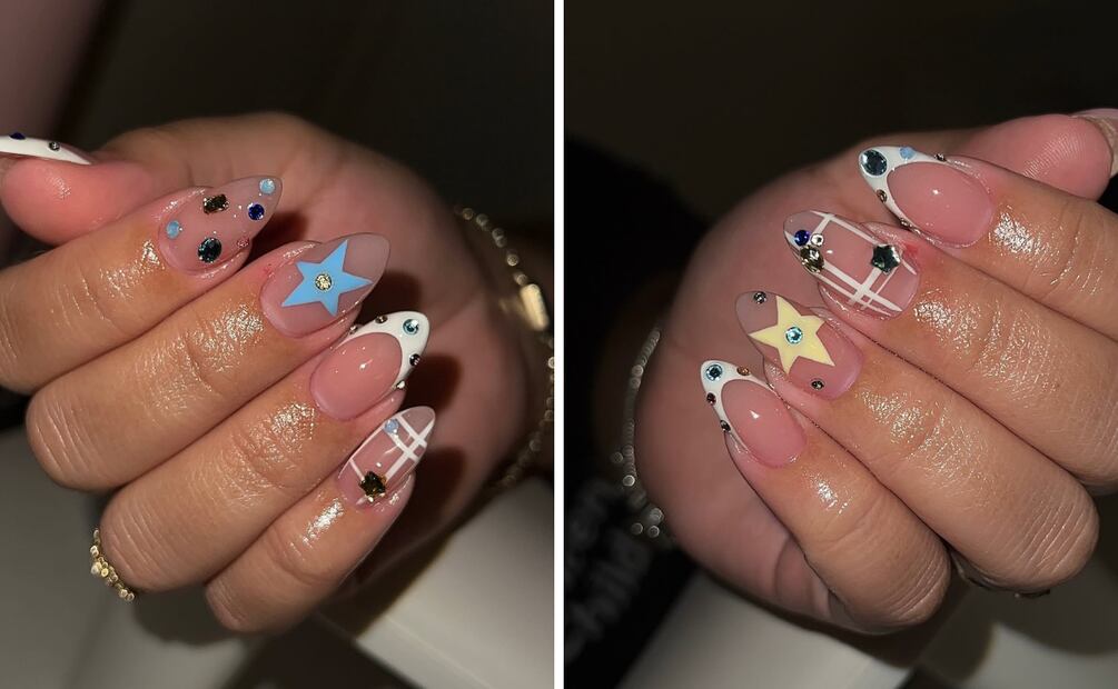 Puedes combinar los brillos con otros diseños. Foto: Instagram @nailsbyyackii