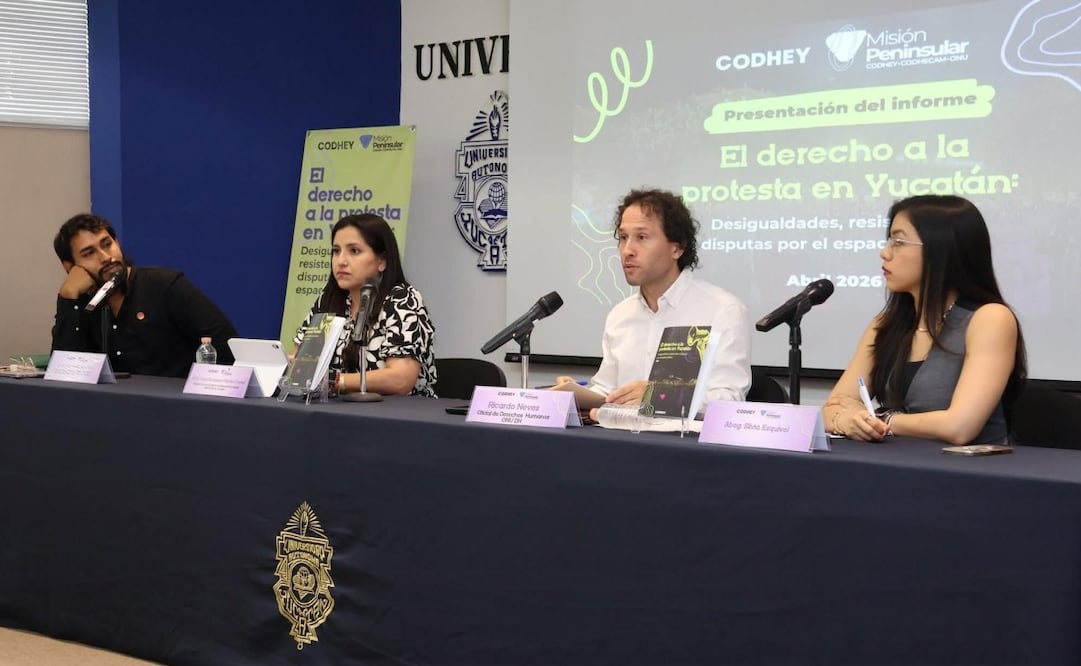 Comisión de Derechos Humanos de Yucatán presenta su informe sobre el derecho a la protesta; documenta uso excesivo de la fuerza.
Foto: Especial.