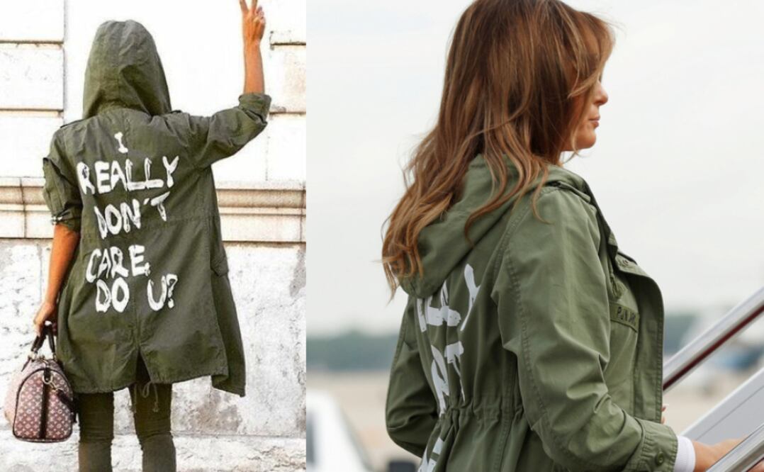 Melania Trump aborda su avión usando una gabardina de Zara con la frase "Realmente no me importa ¿y a ti? Foto: Reuters