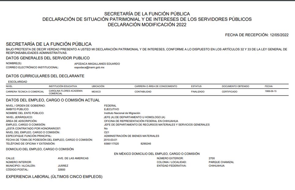 Datos curriculares primer detenido tras incendio de estación migratoria en Juárez. Foto: Especial