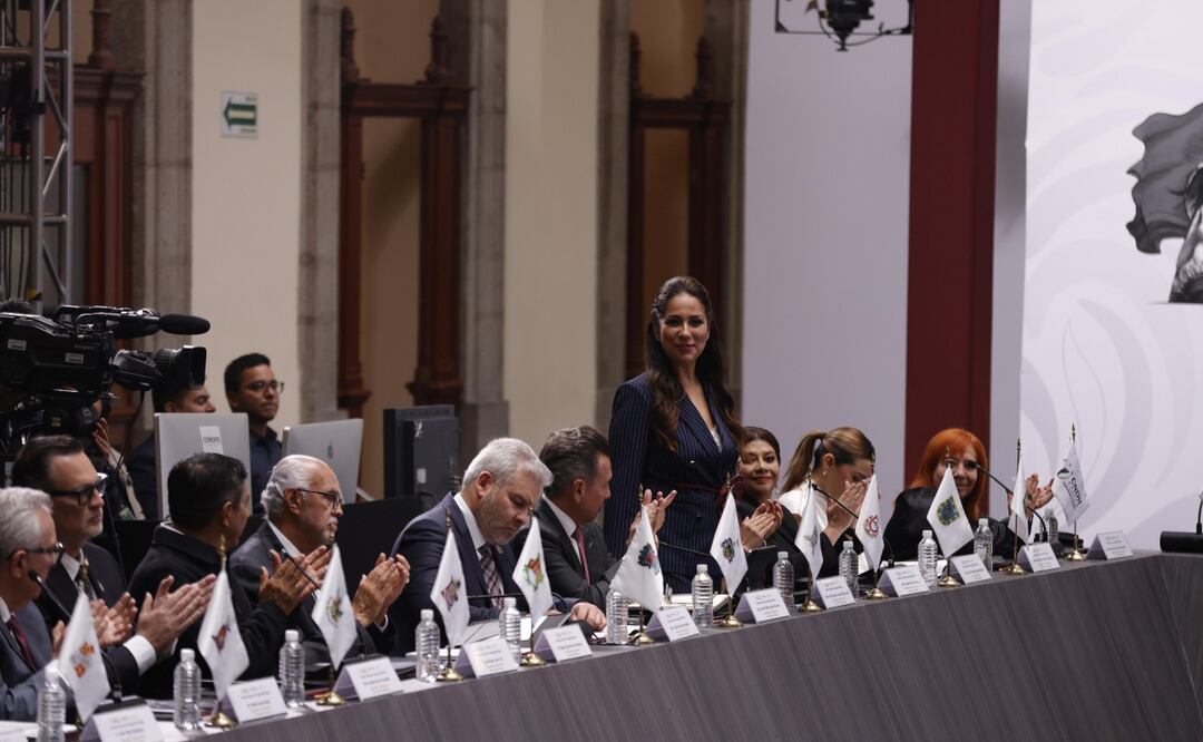 Gobernadores de los estados del país durante el Consejo Nacional de Seguridad Publica, en el salón Tesorería de Palacio Nacional (02/09/2025). Foto: Diego Simón Sánchez / EL UNIVERSAL