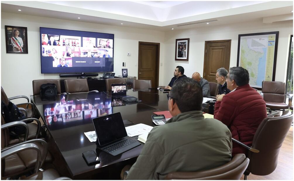 Américo Villarreal Anaya durante reunión con la secretaria de Gobernación, Rosa Isela Rodríguez (20/12/2024). Foto: Especial