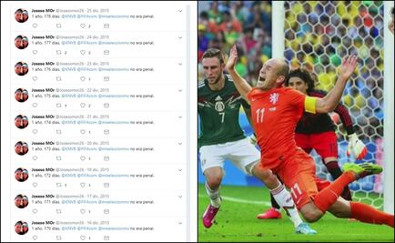 Aficionado lleva 1198 días tuiteando #NoEraPenal