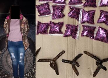 Detienen a mujer que lanzaba "ponchallantas" sobre carretera en Nuevo León; realizaba acciones de halconeo
