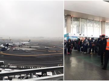 Colapsa AICM. Fallas en sistema de Migración y banco de niebla afectan operaciones