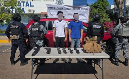 Detienen a dos jóvenes por robo de vehículo en Sinaloa; les aseguran dos armas y siete cargadores