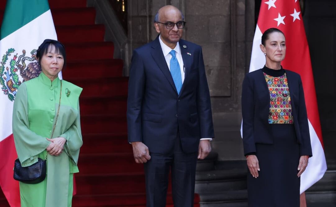 Ciudad de México 1 diciembre 2025 La presidenta Claudia Sheinbaum Pardo encabezó la Ceremonia oficial de bienvenida al Presidente de Singapur, Tharman Shanmugaratnam, en el Patio de Honor de Palacio Nacional. Foto: Fernanda Rojas /El Universal