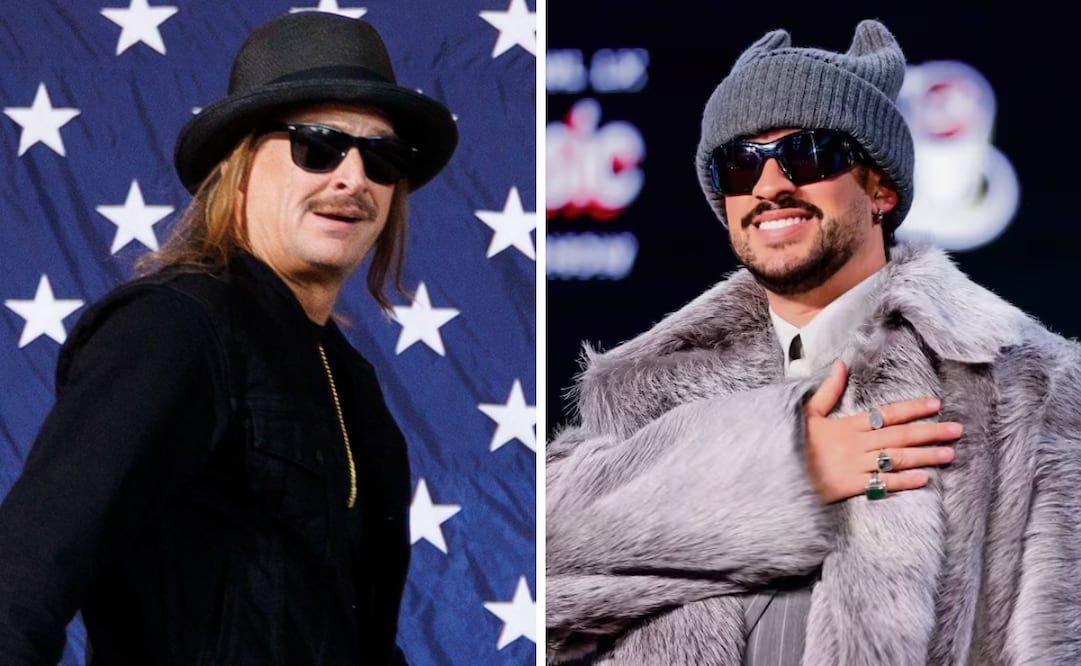Conoce por qué el nombre de Kid Rock suena junto al de Bad Bunny rumbo al esperado espectáculo de medio tiempo del Super Bowl. Foto: CNN y EFE