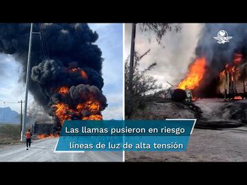 Se incendia pipa con diésel tras ser impactada por un tren en Nuevo León