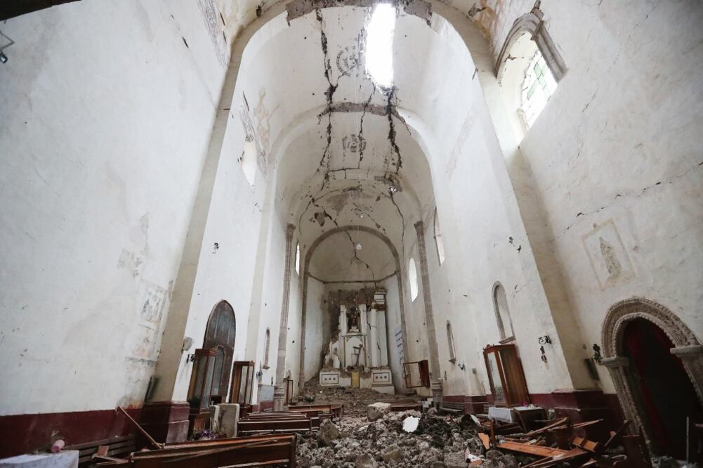 Convento de San Juan Bautista, recinto histórico afectado en el municipio de Tlayacapan, Morelos. Es uno de los 14 inmuebles de la Ruta de los Conventos (FOTOS: ARIEL OJEDA. EL UNIVERSAL)