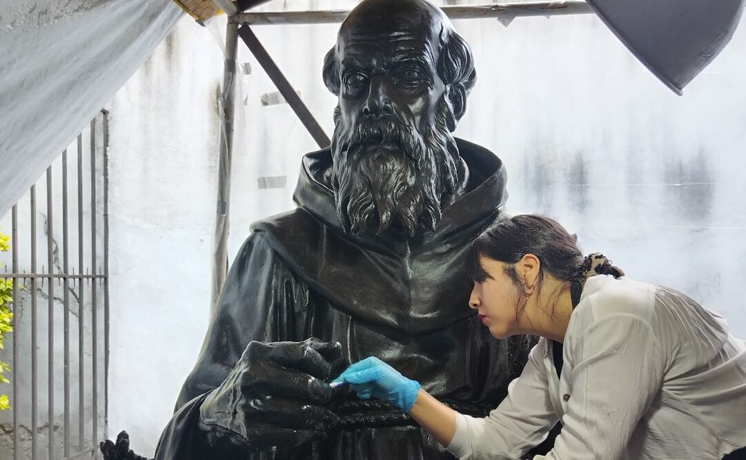 Fotografías inéditas de la última etapa de restauración del conjunto escultórico de Cristóbal Colón. Foto: Coordinación Nacional de Restauración del Patrimonio Nacional.