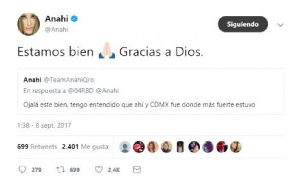 Famosos envían oraciones tras sismo en México