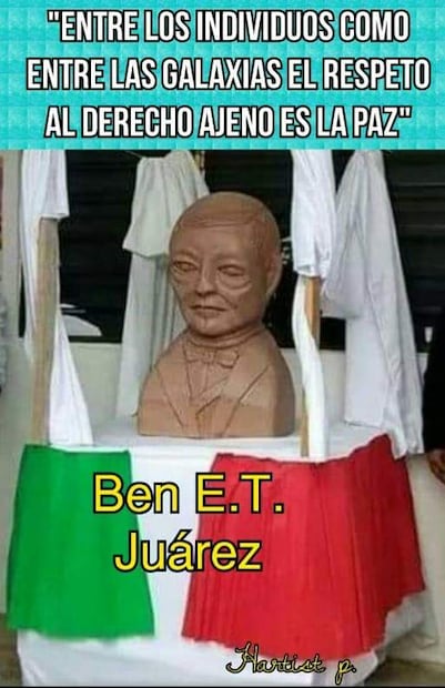 Hacen memes de busto de Benito Juárez develado en San Luis Potosí