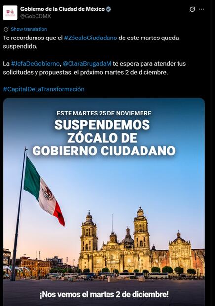 Suspenden Zócalo ciudadano. Foto: captura de pantalla