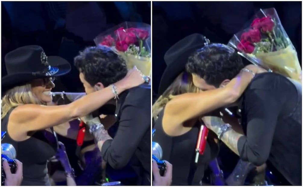 Adela Micha saluda a Christian Nodal en Palenque de Aguas Calientes.