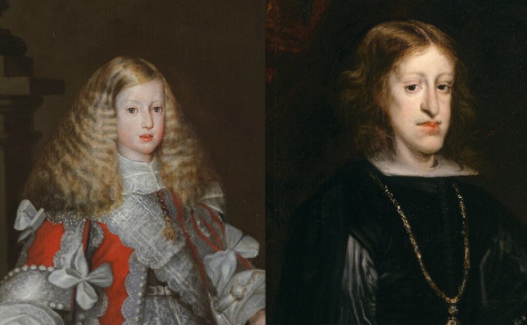 Carlos II niño, Sebastián de Herrera Barnuevo, hacia 1670. Carlos II, Juan Carreño de Miranda, hacia 1680. Foto: Cortesía Museo Nacional del Prado