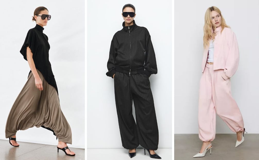 Diferentes diseños con tacón elevarán el look con este tipo de pantalones. Foto: Zara, Mango y Stradivarius