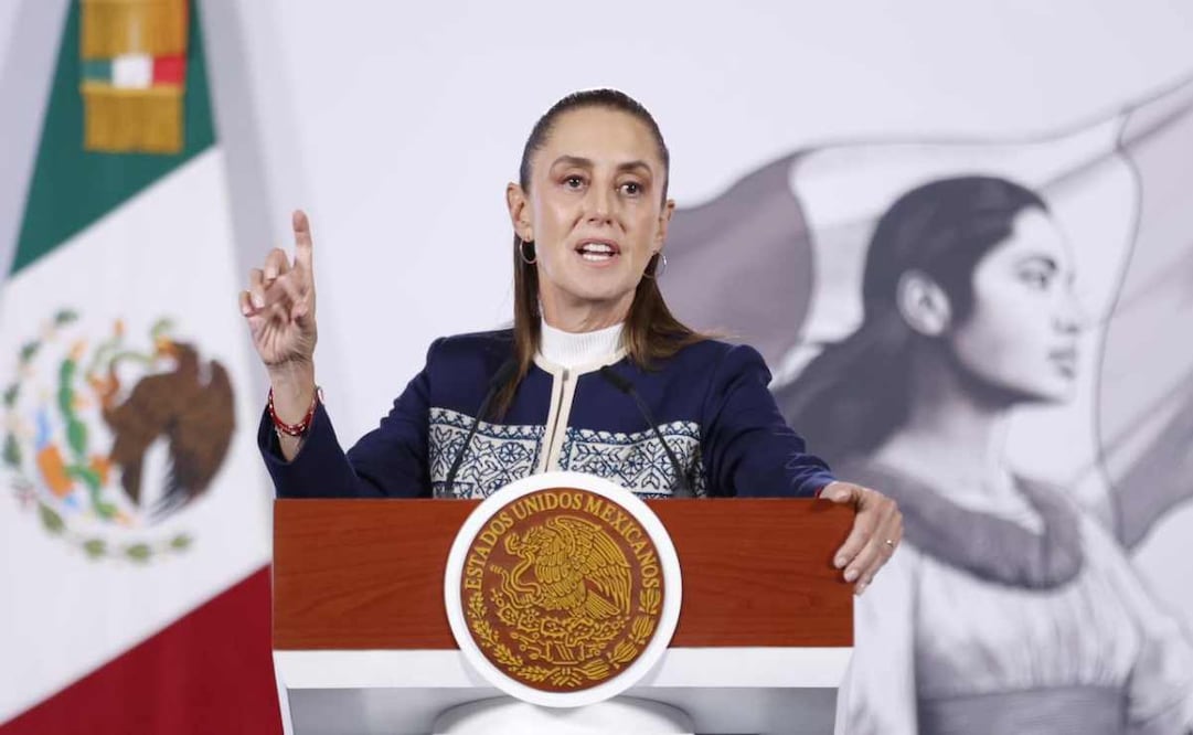 La presidenta Claudia Sheinbaum durante la mañanera del 19 de enero del 2026. Foto: Diego Simón / EL UNIVERSAL