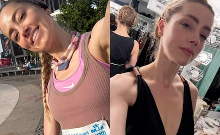 Amber Heard reaparece en España y se luce con look deportivo y belleza natural  