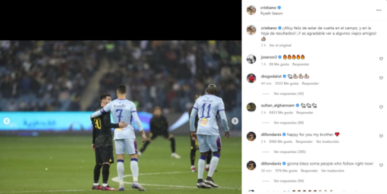 Lionel Messi y Cristiano Ronaldo se lanzan halagos en redes luego de haberse enfrentado