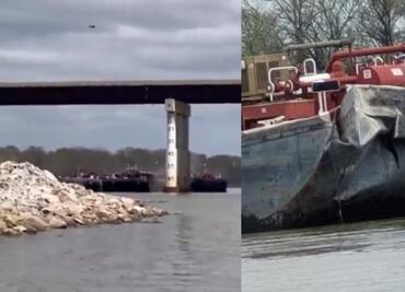 VIDEO: Ahora, choca barcaza contra puente en río Arkansas, en Oklahoma; no se reportan heridos