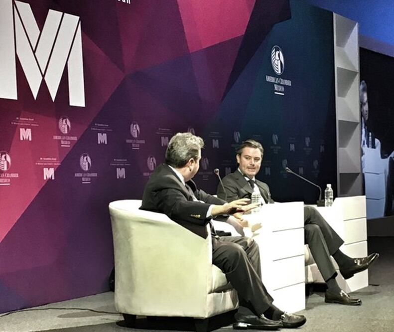 Participación del secretario de Educación Pública, Aurelio Nuño, en la 99 Asamblea Anual de la American Chamber México (Foto: Tomada de @AmChamMexico)